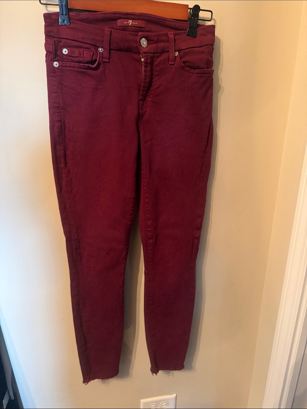 7 For All Mankind Wine Skinny Jeans